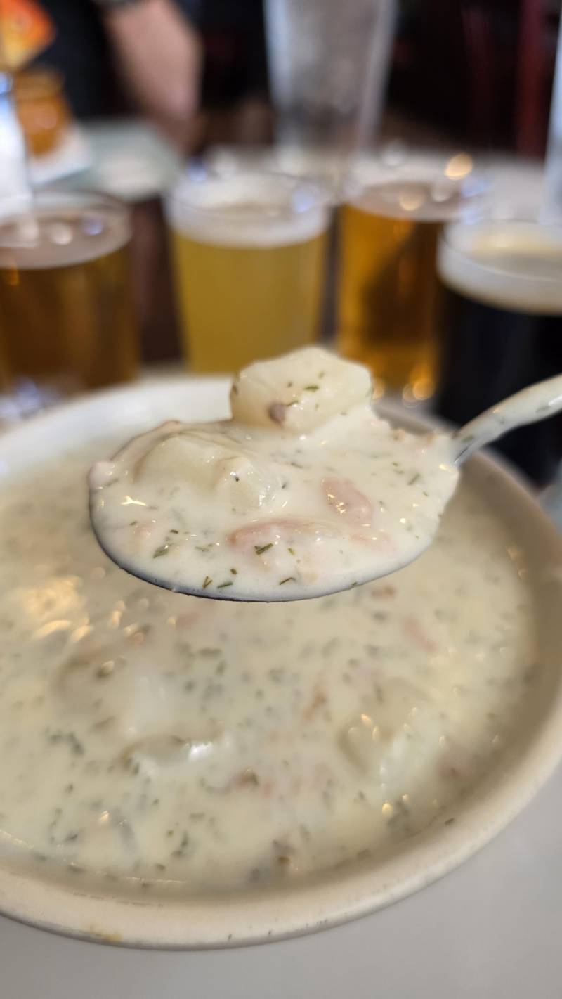clam chowder and new england ipa beers in boston