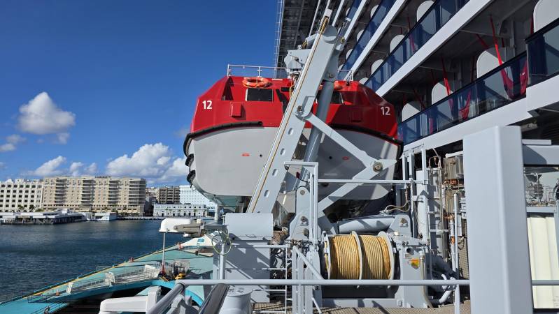 lifeboats on deck 8 with slightly smaller sea terrace rooms