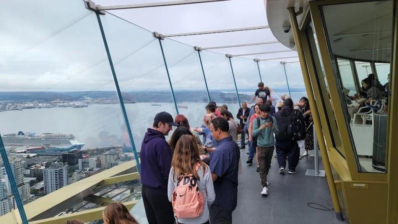 view of norwegian bliss from seattle space needle
