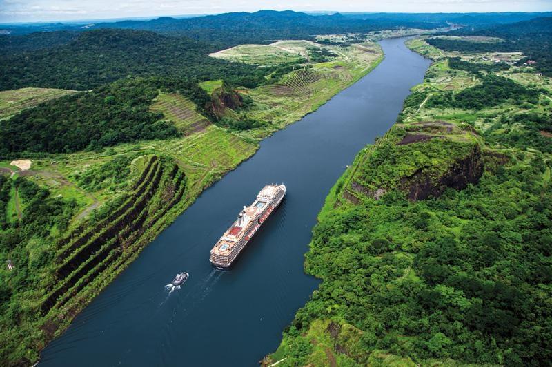 Holland America Line ship transiting the Panama Canal