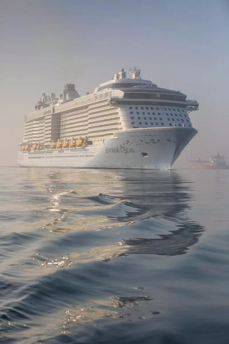 Anthem of the Seas - Royal Caribbean cruise ship in Alaska on a foggy morning