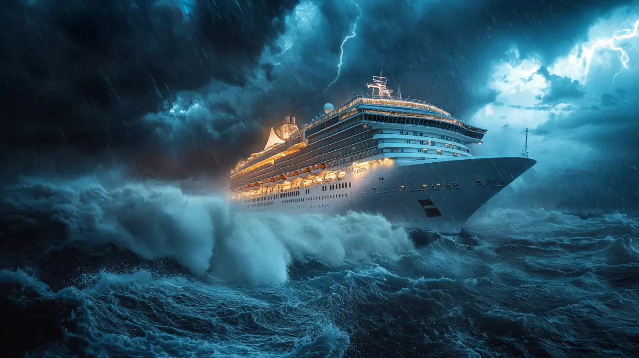 cruise ship ina storm