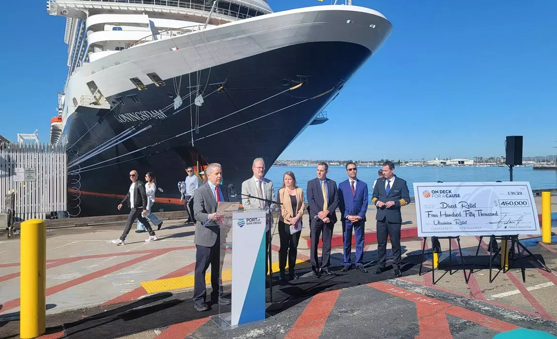 Holland America Line Koningsdam in San Diego For Donation to Ukraine