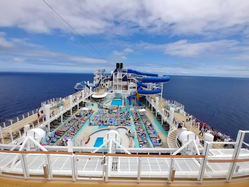 watching for whales from the top deck of mexican riviera cruise