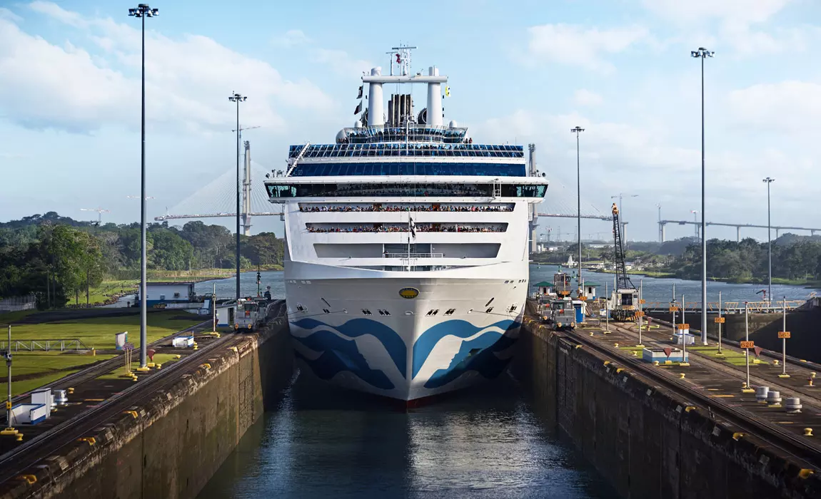 Island Princess Cruise Ship In Panama Canal Lock