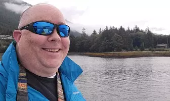 Wearing Wiley X Boss sunglasses on a boat tour in Alaska