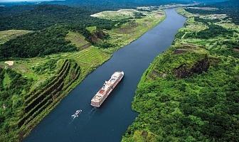 Holland America Line ship transiting the Panama Canal